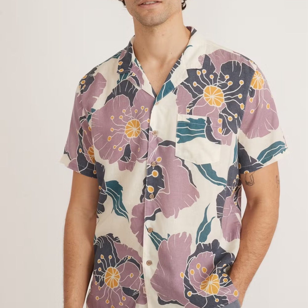 Marine Layer Floral Resort Linen Shirt